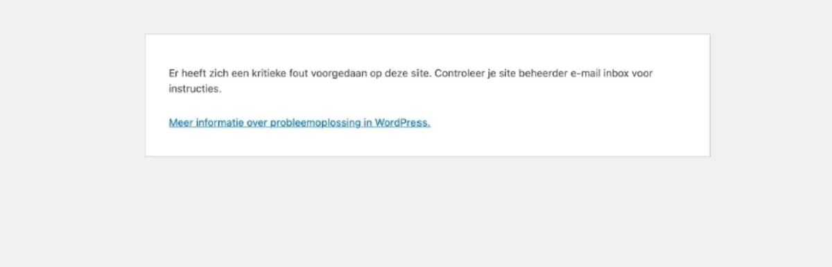 WordPress kritieke fout oplossen